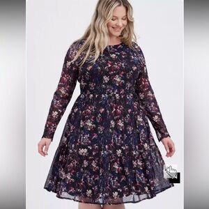 Torrid Ruffled Mini Dress - Mesh Floral Black